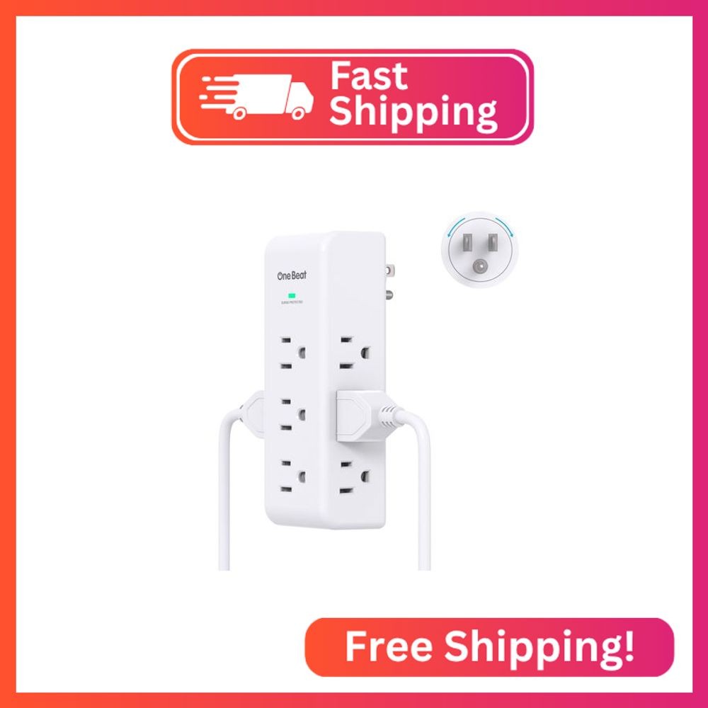 Surge Protector Outlet Extender with Rotating Plug, 9 AC Multi Plug Wall Outlet