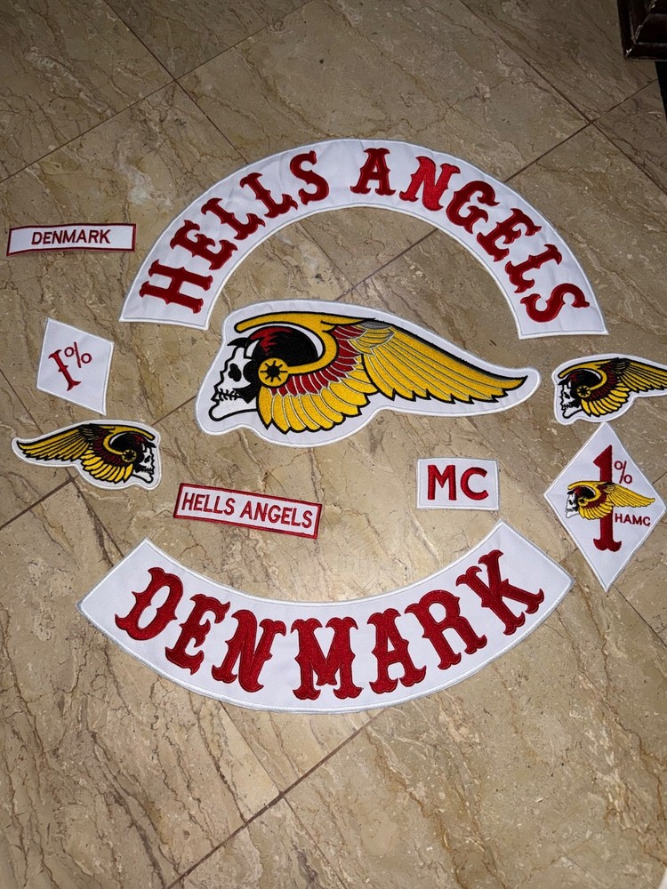 Hell Angels Denmark Biker Patch Set Skull Wing Full Back Patch MC Styl