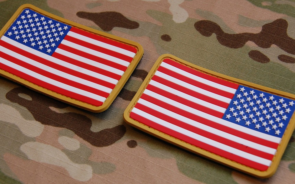 USA US Stars & Stripes Flag Patch Set MilSpec PVC Patch Hook Backing