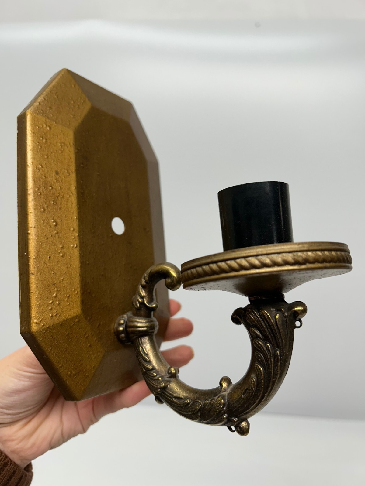 2 Vtg Lightcraft California Gold Tone Frosted Glass Wall Sconce Light Fixtures