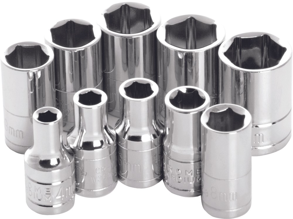 Performance Tool 10 Piece Impact Socket Sets W36202 1/4" Metric Shallow