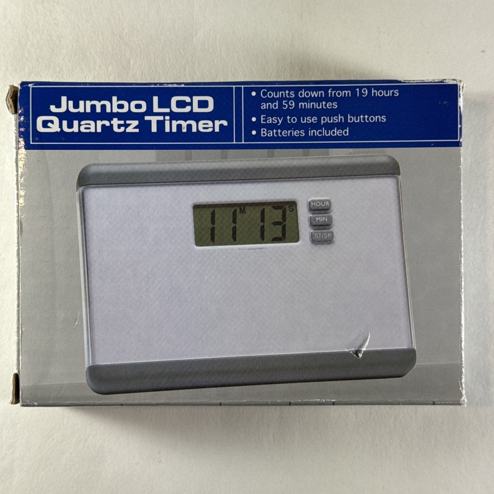Jumbo LCD Quartz Timer Digital Countdown Kitchen Timer Battery Powered Open Box