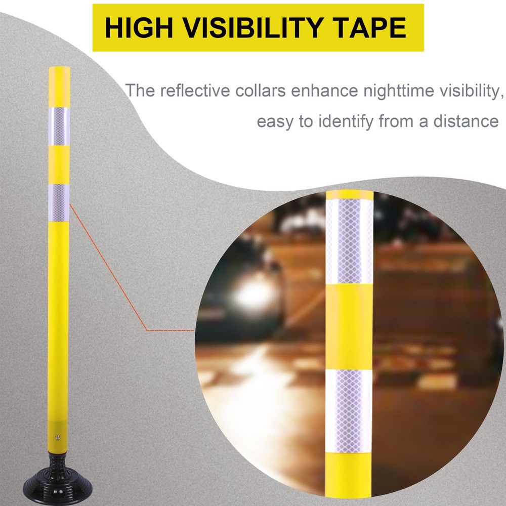 8 Pack 48 Inch Yellow Delineator Post Traffic Cones with Fixable Base