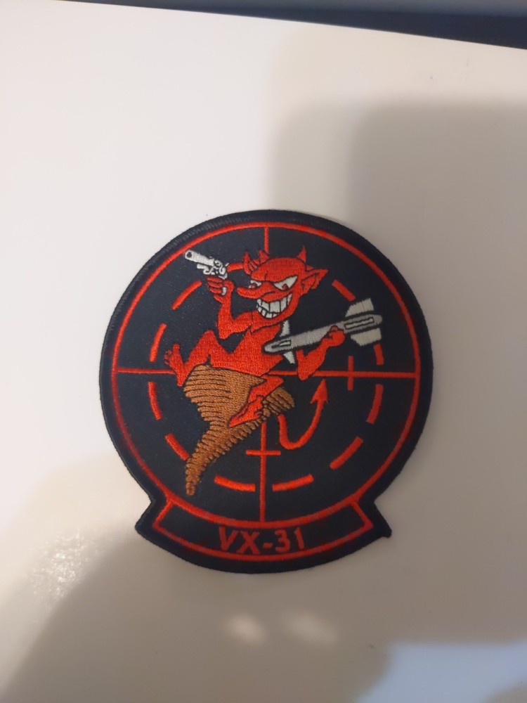 4" VX-31 SQUADRON  RED HORNS DUST DEVILS EMBROIDERED PATCH SEW-ON