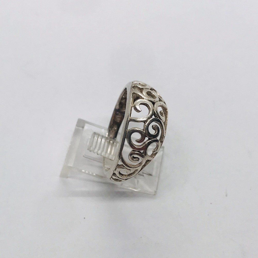 SIZE 9 3.1g STERLING SILVER RING OPEN WORK SCROLLING LEAVES MARKED FINE