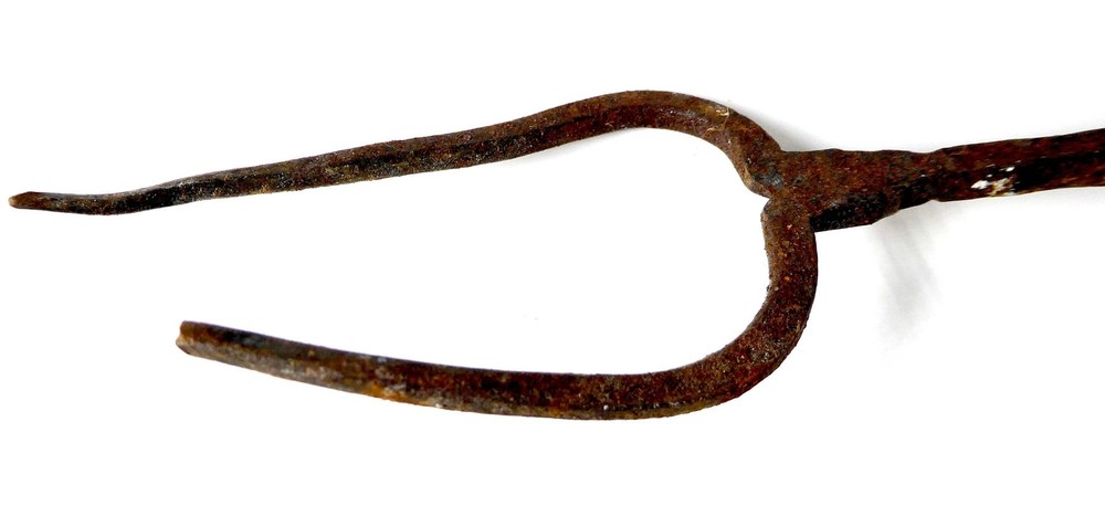 Wrought Iron Fire Pit Fork Tool 30" Hand Forged Primitive Rusty Rustic Relic