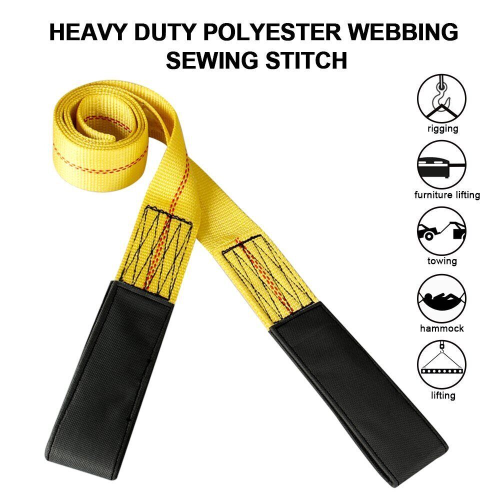 2Pack 6'x2" Web Tow Strap Lifting Hoist Sling 9000LBS Max Loop Flat Nylon Yellow