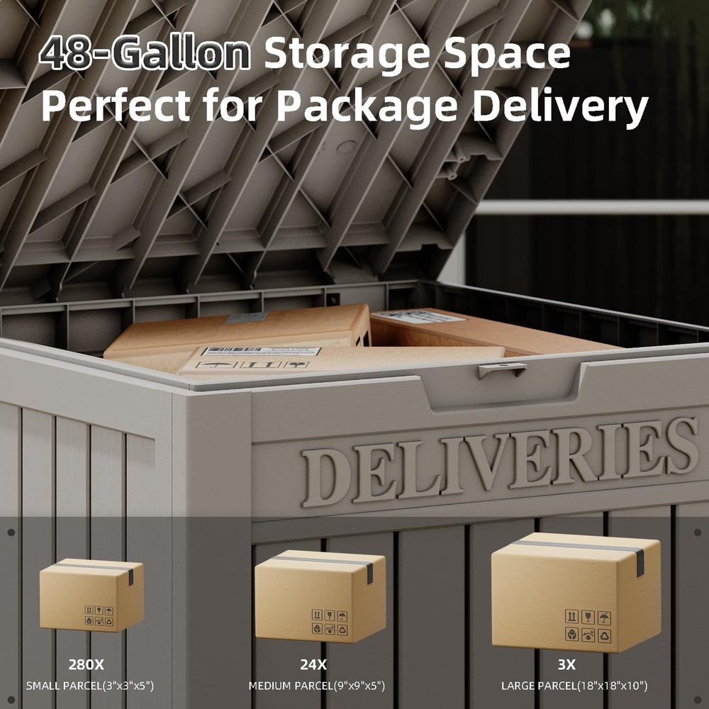 Package Delivery Box for Outside, 48 Gallon Storage with Lockable Secure, Lar...