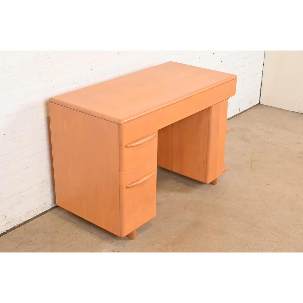 Heywood Wakefield Mid-Century Modern Solid Maple Desk With Built-in Bookcase