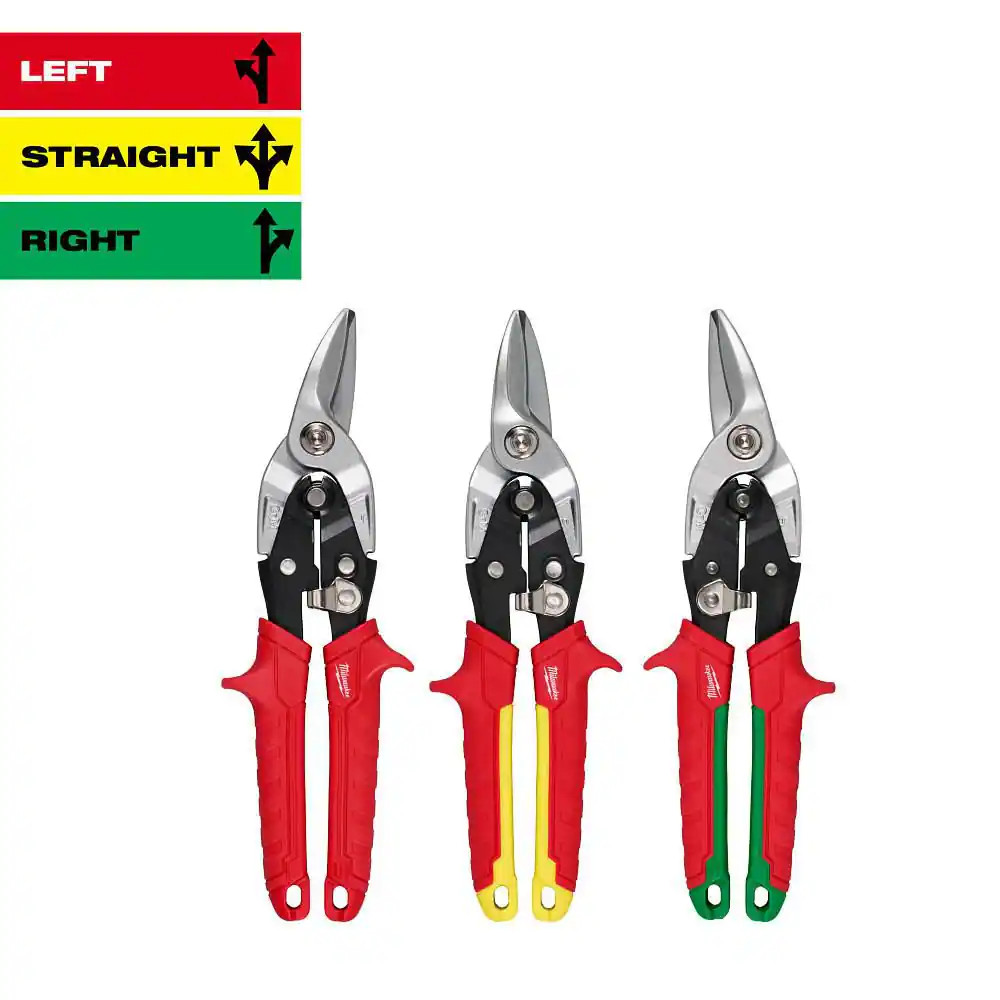 Left, Right, and Straight Aviation Snips Set (3-Pack)