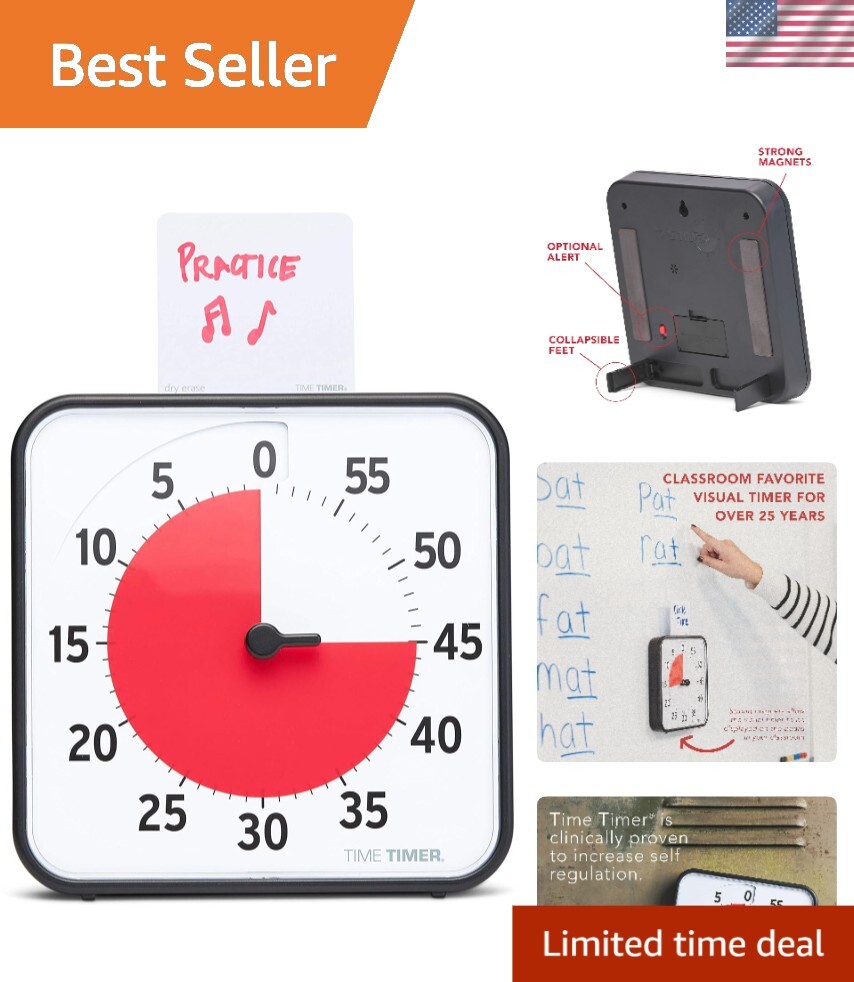 Special Needs Friendly Visual Timer – 8-Inch Countdown Clock with Alert Option