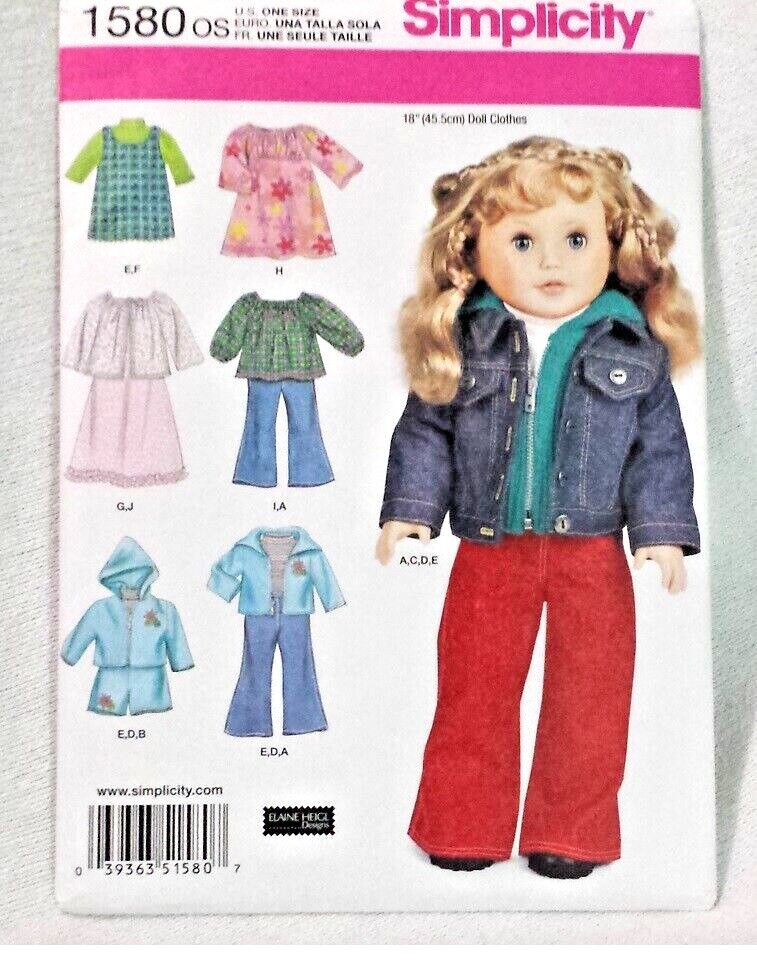 Simplicity Sewing Craft Pattern 1580 Uncut 18" Doll Clothes Wardrobe 2013