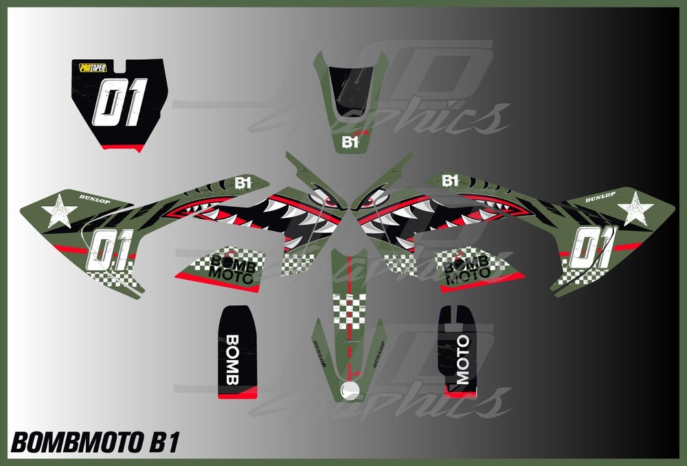 BOMBMOTO B1 graphics kit decals THICK AND HIGH GLOSS ......