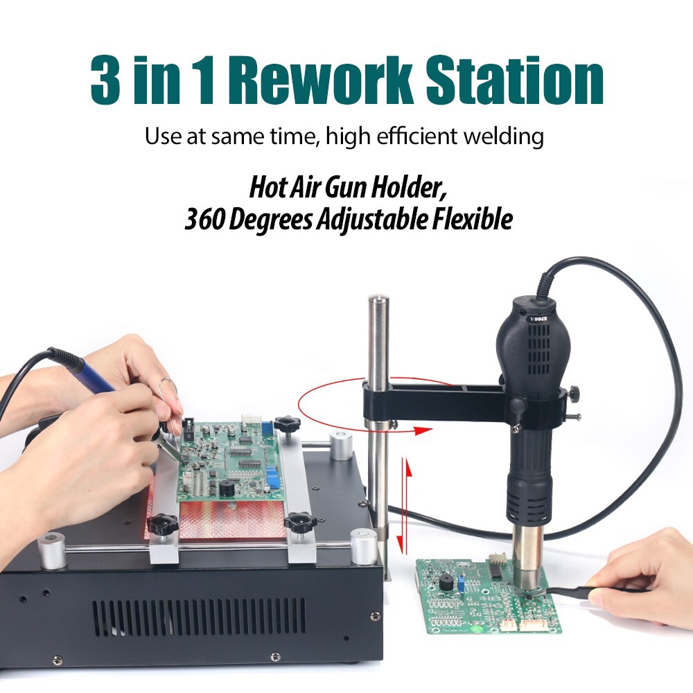 YIHUA 853AAA+ Welding Station Preheating Station Solder Iron Hot Air Gun 3 in 1