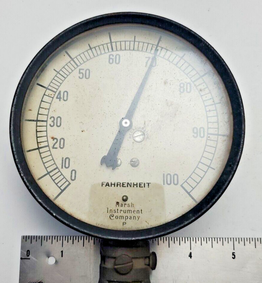 Marsh Instruments Fahrenheit Thermometer 0-100 Degrees Face 5" Adjustable Sensor