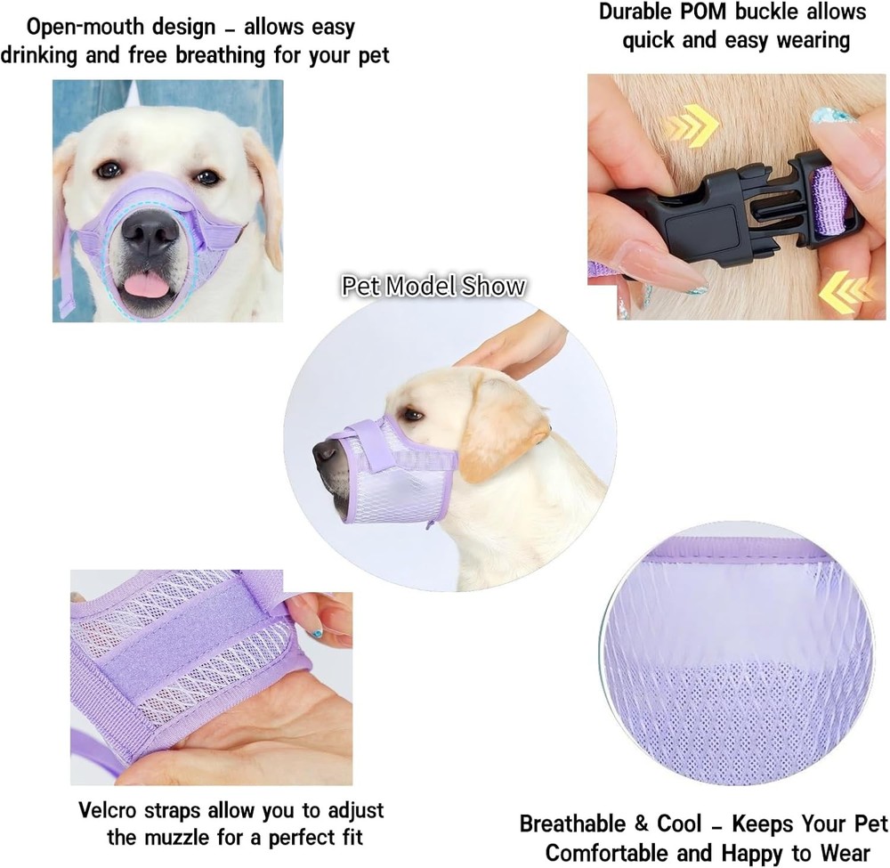 Soft Dog Muzzle – Adjustable Breathable Mesh Muzzle Small Medium & Large Dogs