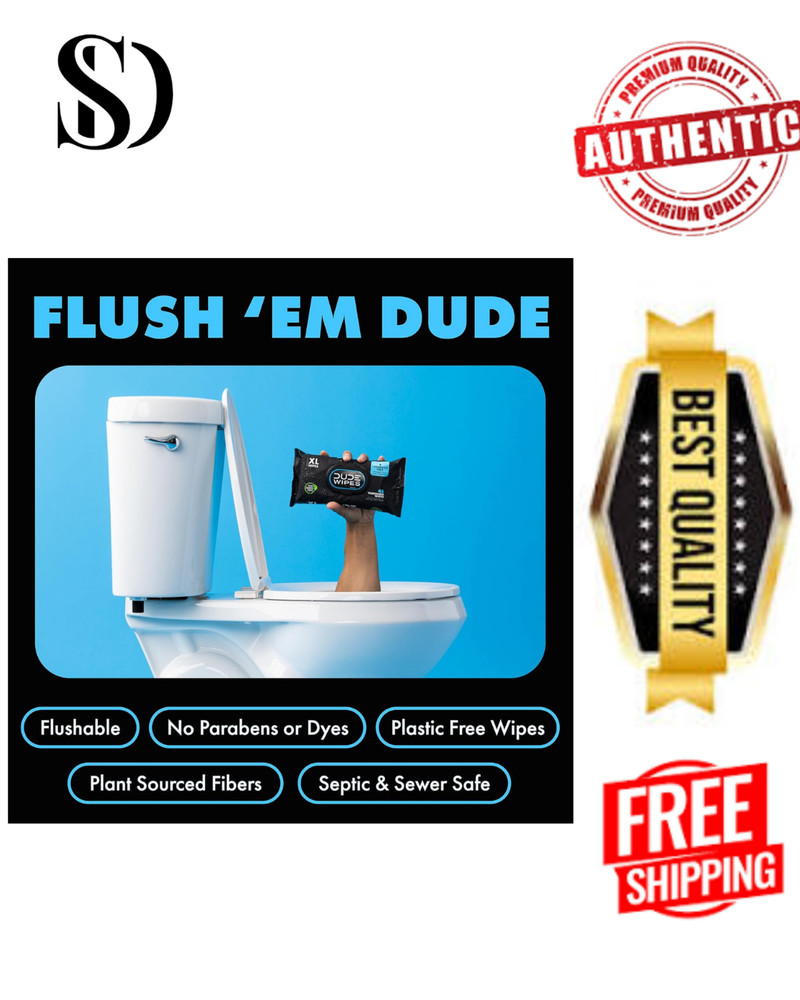 DUDE Wipes - Flushable Wipes - 6 Pack, 288 Wipes - Unscented Extra-Large