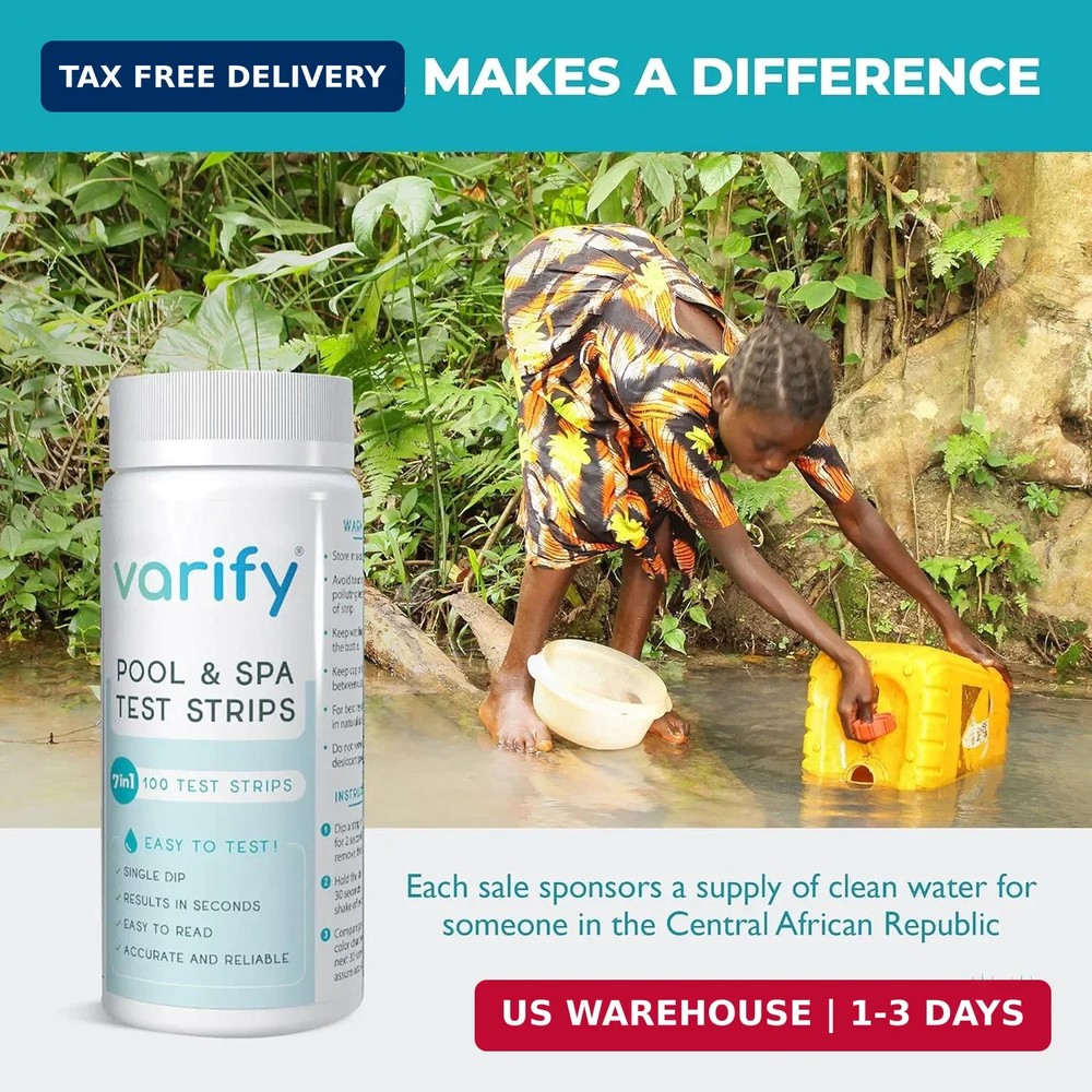 Varify 7 in 1 Pool and Spa Test Strips- Easy to Use Water Testing Kit for Pool,