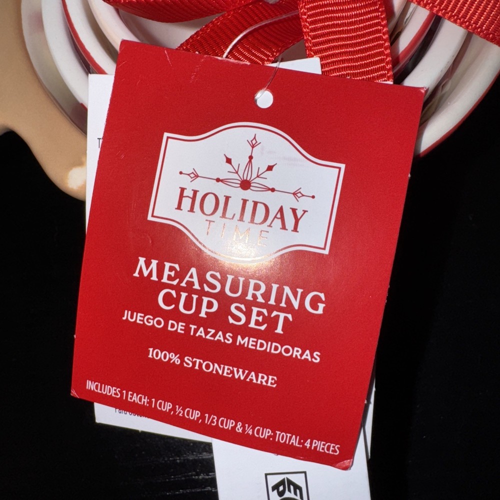 Holiday Time 4-Piece Gingerbread Stoneware Measuring Cup Set
