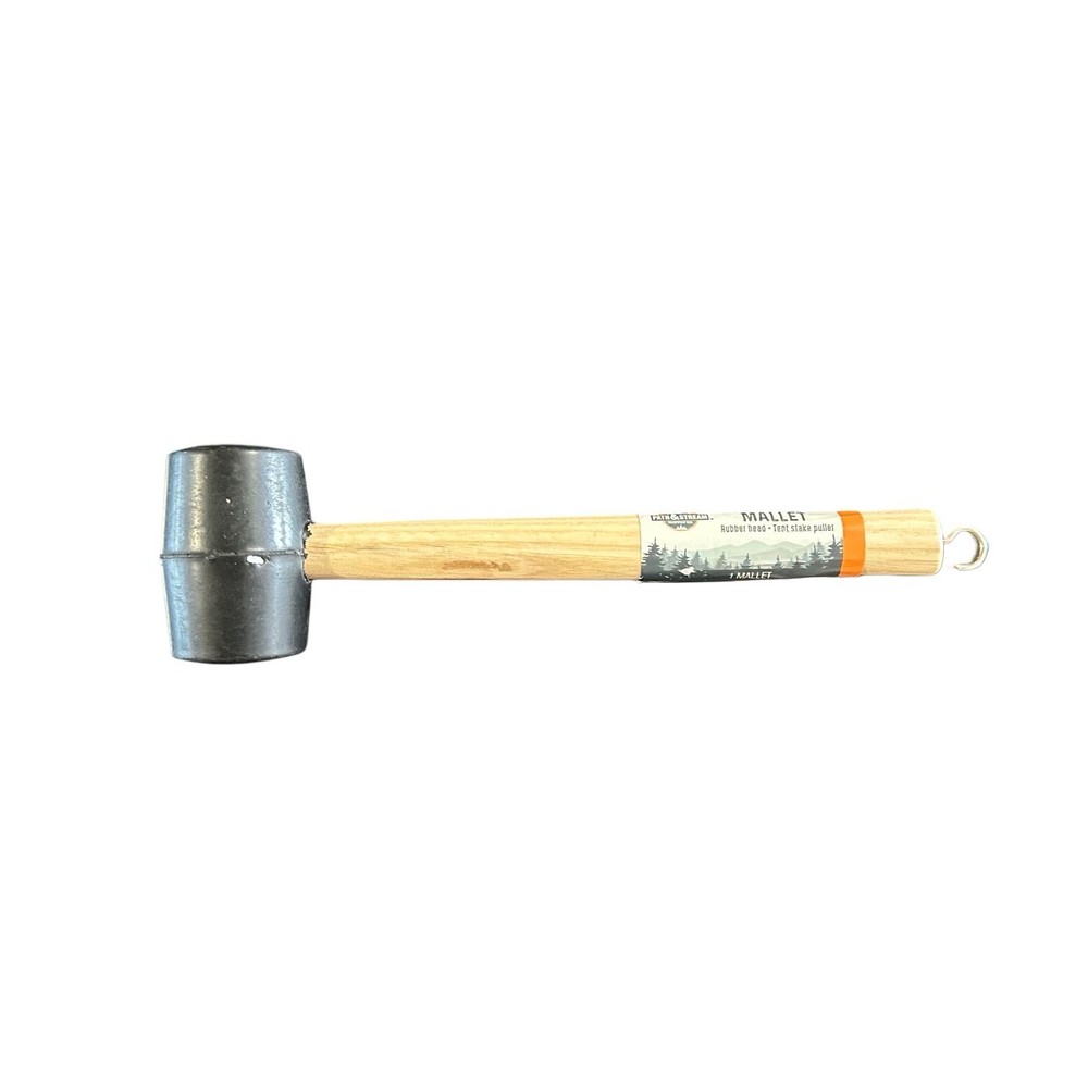 Tent Stake Mallet & Puller Rubber Head Wood Handle Path & Stream New 12”