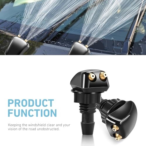 2 PCS Car Front Windshield Washer Nozzles, Aimable Straight Column Spray