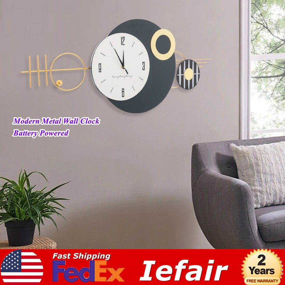 Wall Clock, Modern Decorative Art Clock, Battery Powered Metal Wall Decor Clock