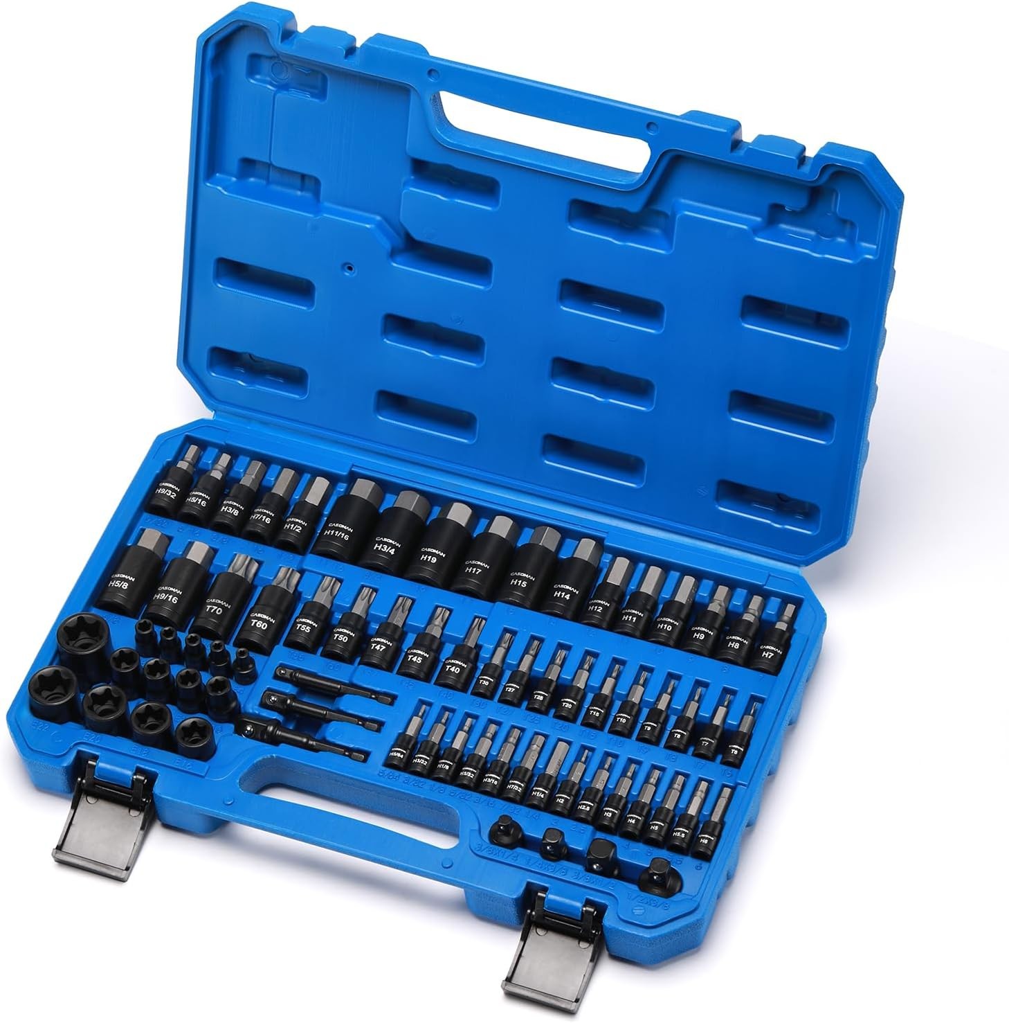 71 PCS Master Hex & Torx Bit Socket Set, 1/4" & 3/8" & 1/2" Drive Metric/SAE