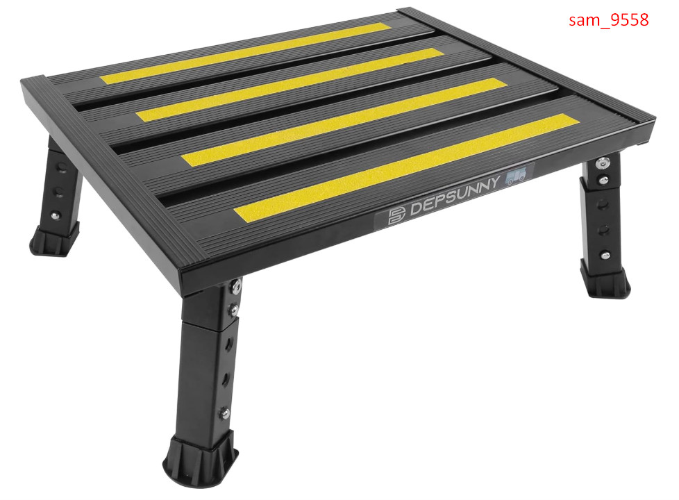 Adjustable Height Aluminum RV Step, Stable Foldable Platform Step Stool,1,000 lb
