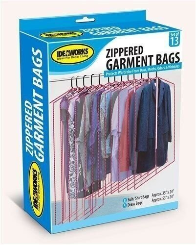 13 Clear Zippered Garment Bags Cloth Storage Suit Dress Shirt Covers Free NEW