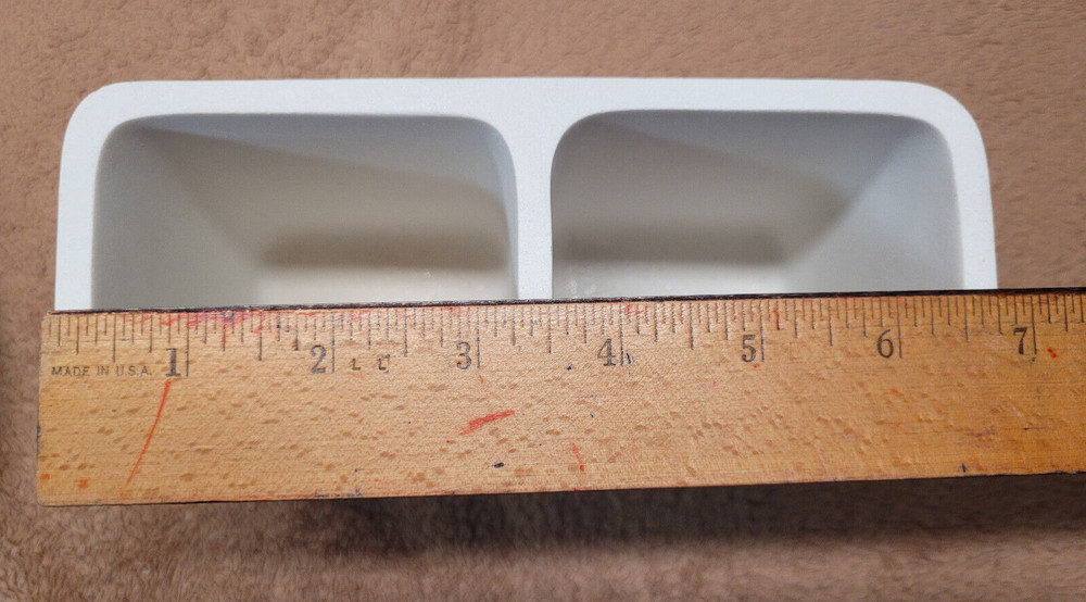 Toothpaste & Toothbrush Holder White Stoneware 2 large sections Unfancy Plain