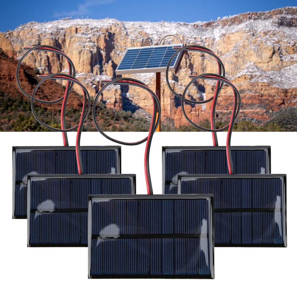 5pcs DC5V 150mA 5pcs Solar Panel Module With 30cm/11.8in Wire Charging