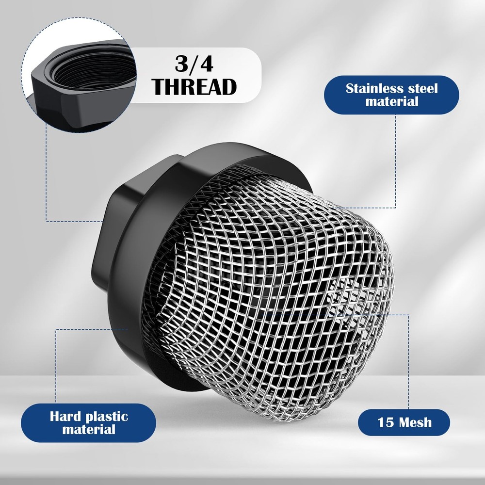 Nuanchu 2 Pcs Hose Inlet Strainer Filter Suction 3/4, Inner Diameter