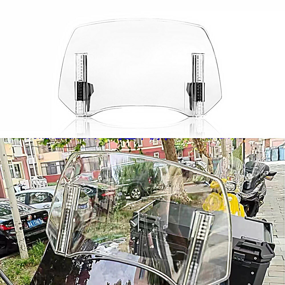 Clear Motorcycle Windshield Clip On Wind Screen Deflector Extension Spoiler