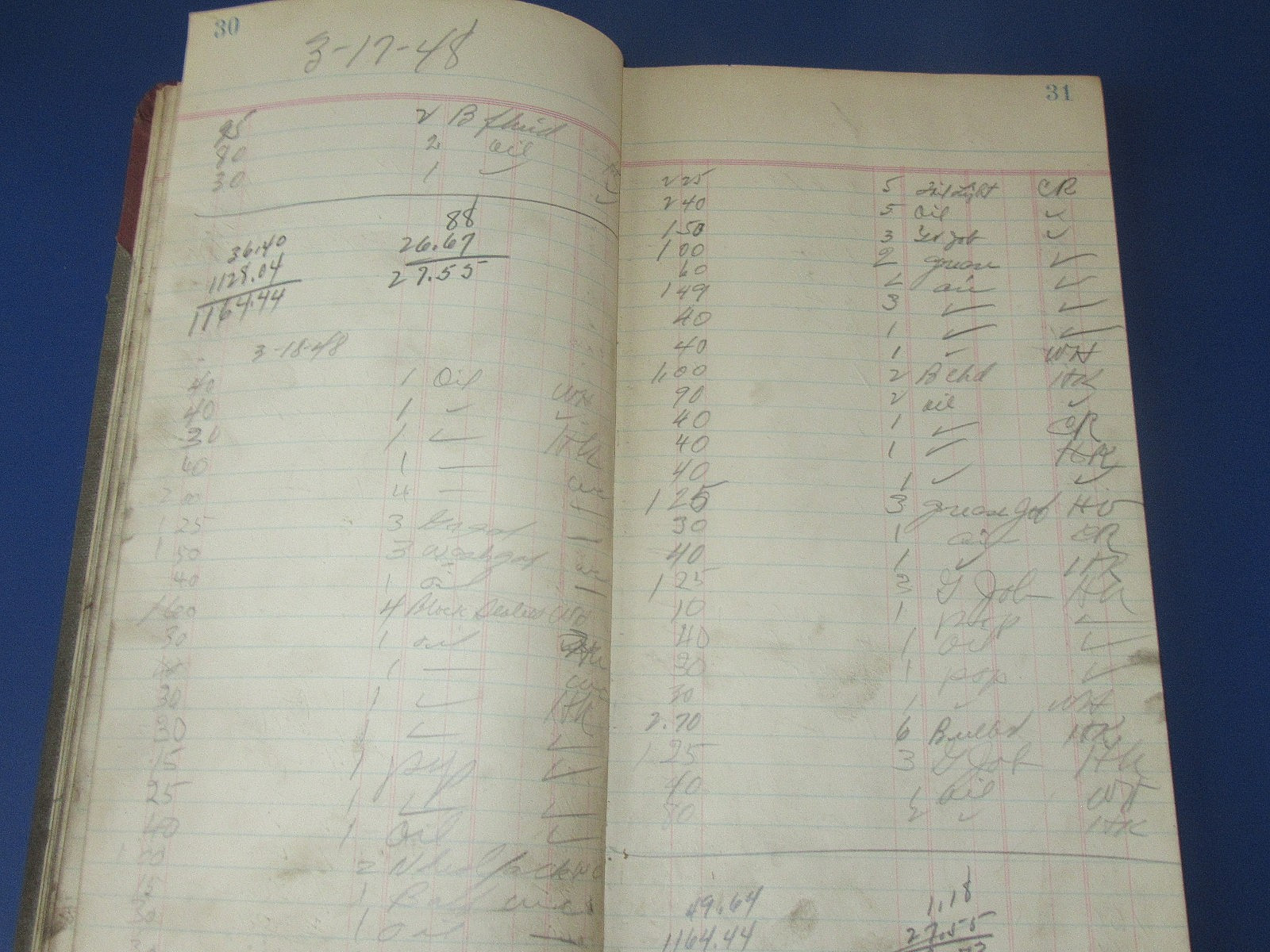 Antique 16" General Country Store Hand Written 1948 Ledger Counter Book, WV