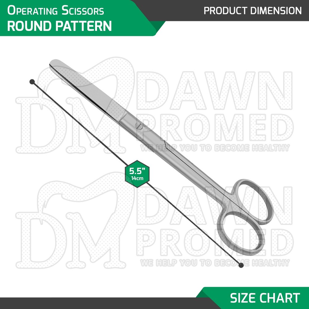 3 Pcs Operating Scissors 5.5" Straight Blunt Blunt Round Pattern Surgical Set