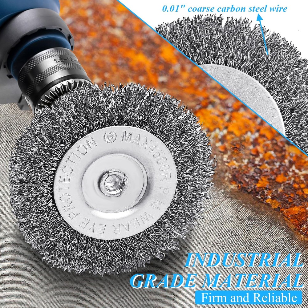 Supkiir 8 Pack 3inch Wire Wheel Brush for Drill, Drill Silver