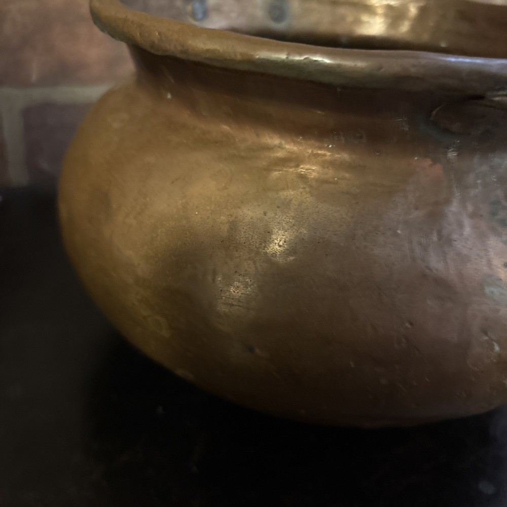 Antique Primitive Copper Cauldron Kettle Pot