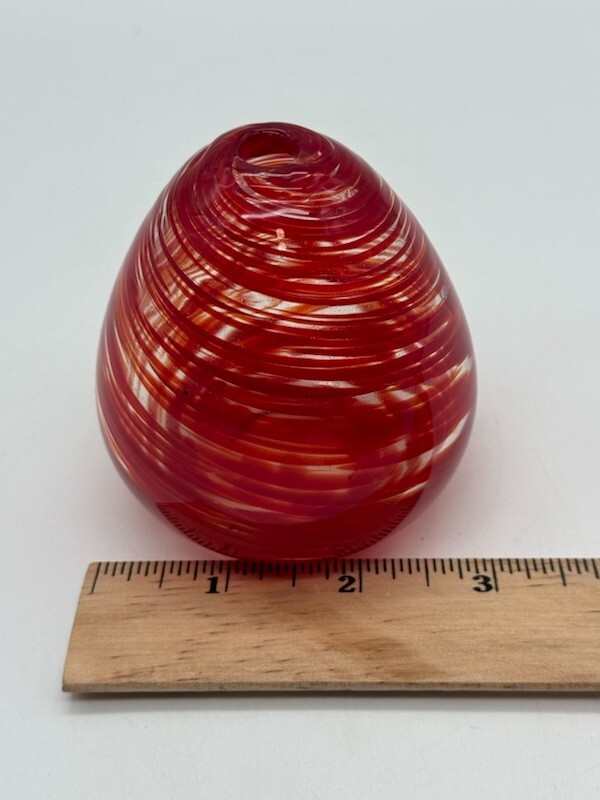 Handblown Red Striped Gum Drop Vase 4"