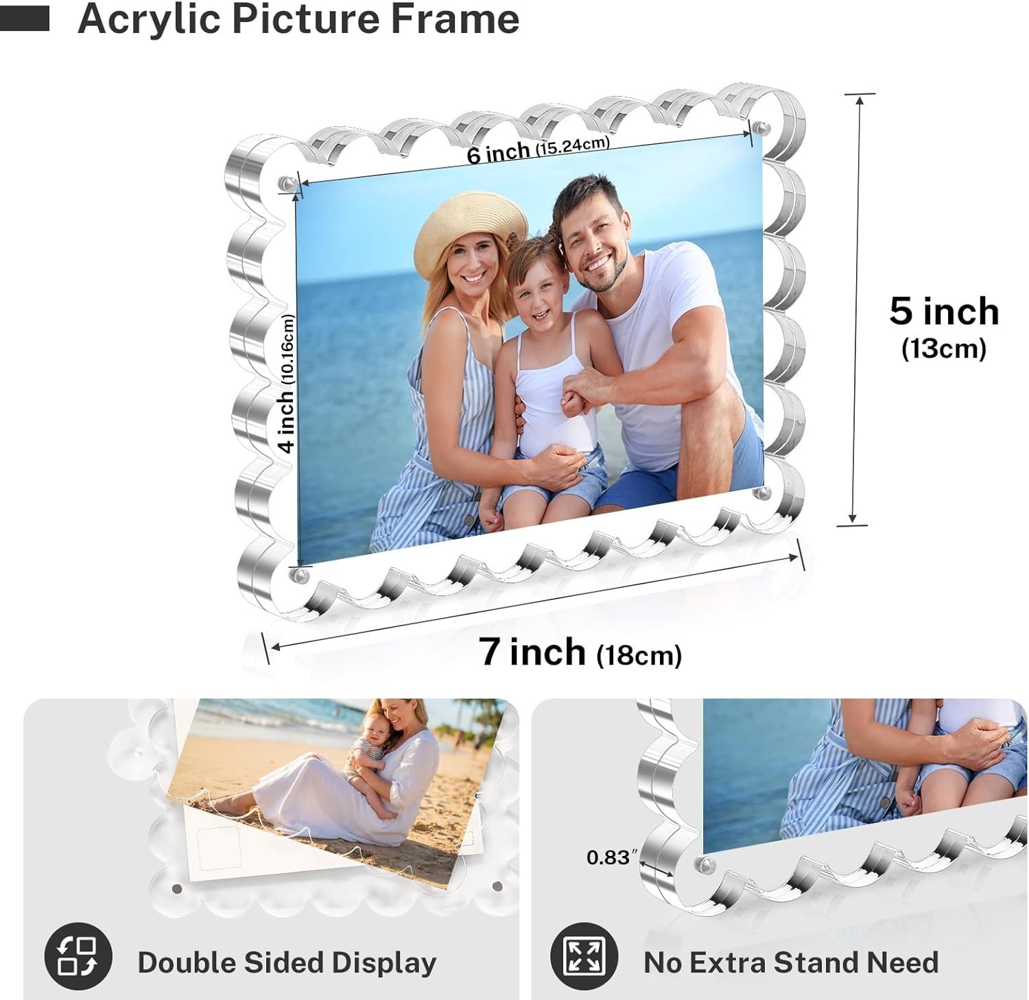 3 Pcs 4x6 Acrylic Picture Frame Magnet Double Sided 5x7 Clear Picture Frame