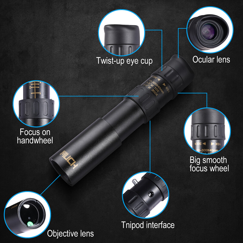10-300X40mm Zoom HD Military Powerful Monocular Handheld Optics Telescope+Case