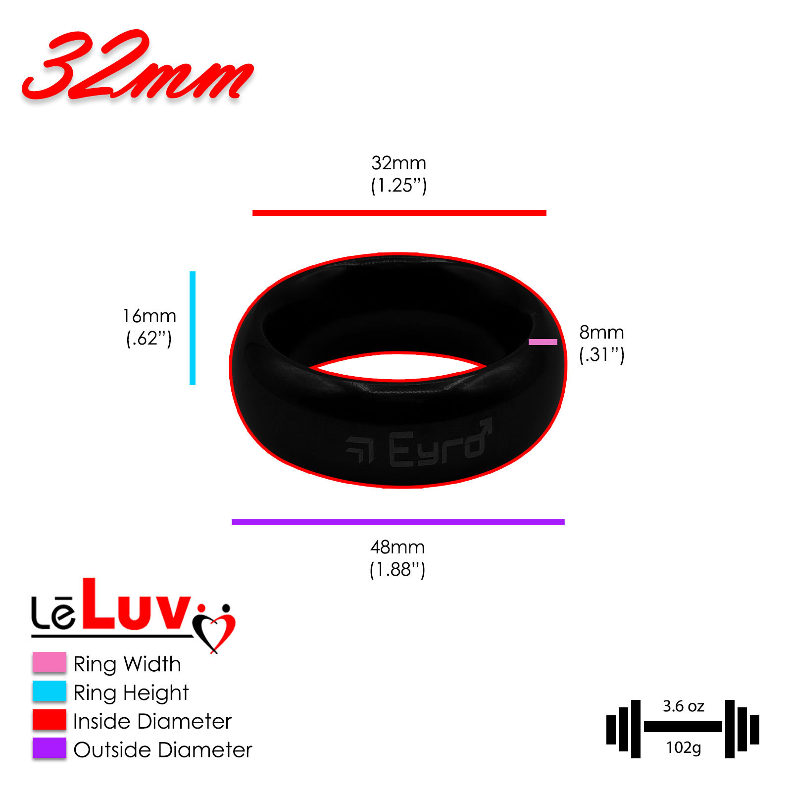LeLuv Stainless Steel Donut Cock Ring - 22mm-64mm Inner Diameter Options