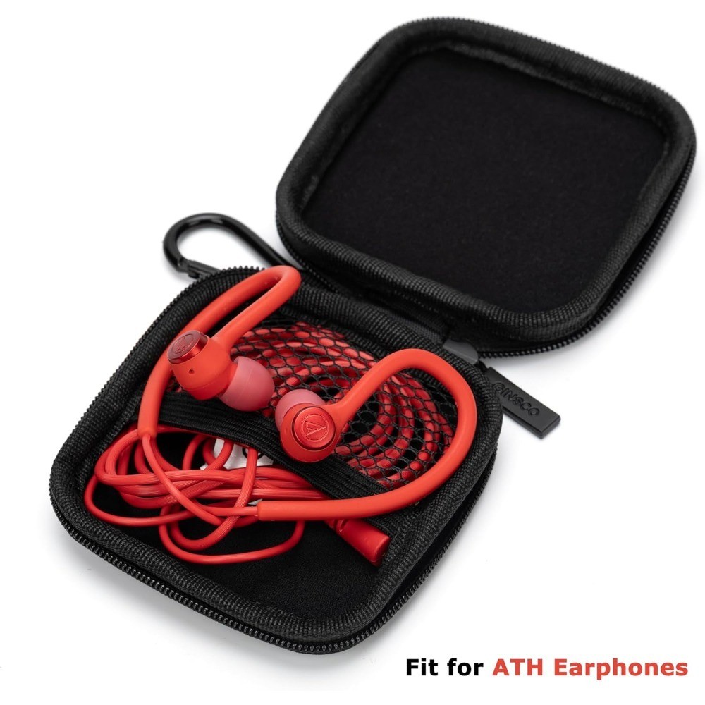 Mini Portable Hard Shell Square Earbuds Case with Carabiner for Wired and