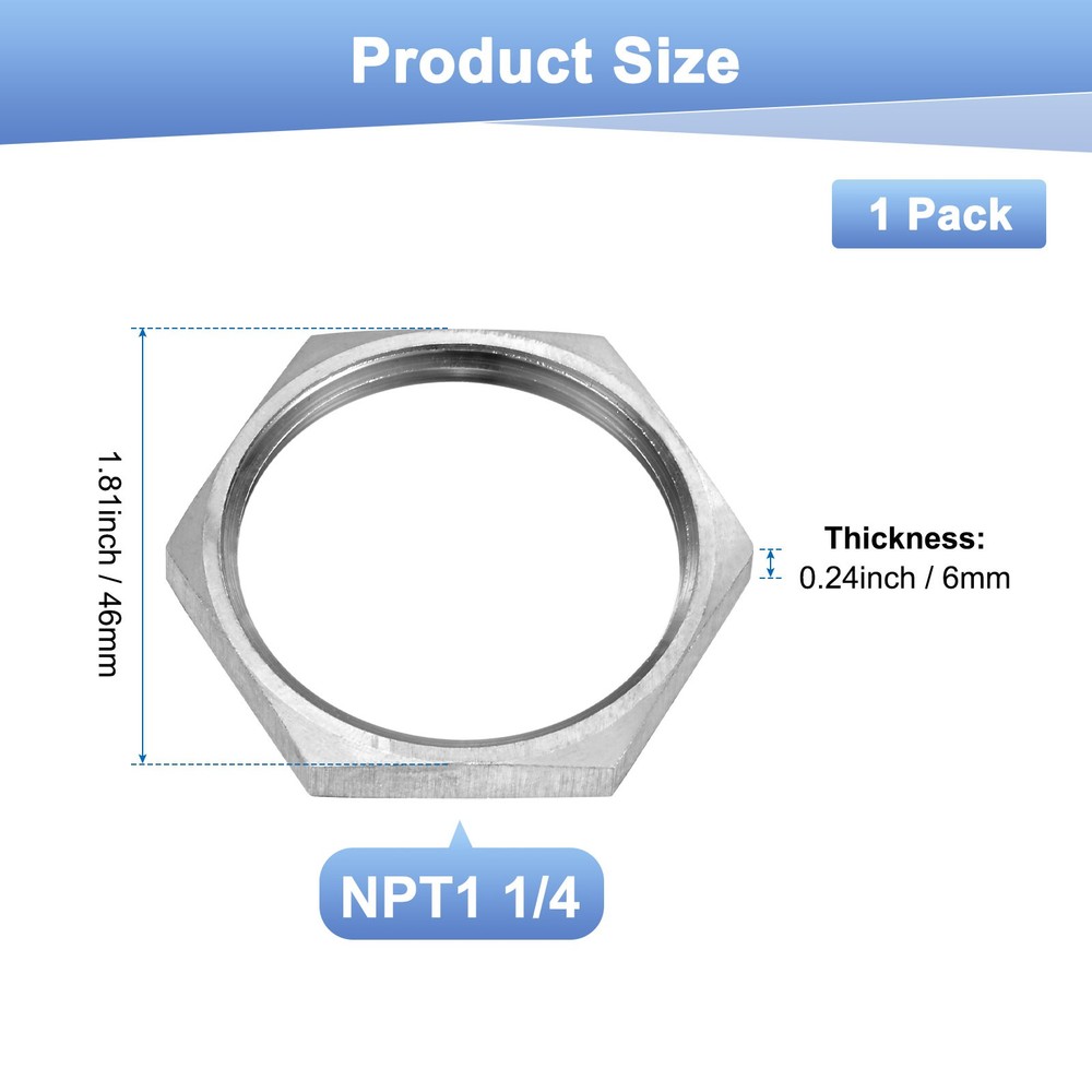 1-Pack Cast Pipe Fitting Hex Locknut, NPT1 1/4 Female Thread Hex Locking Nut