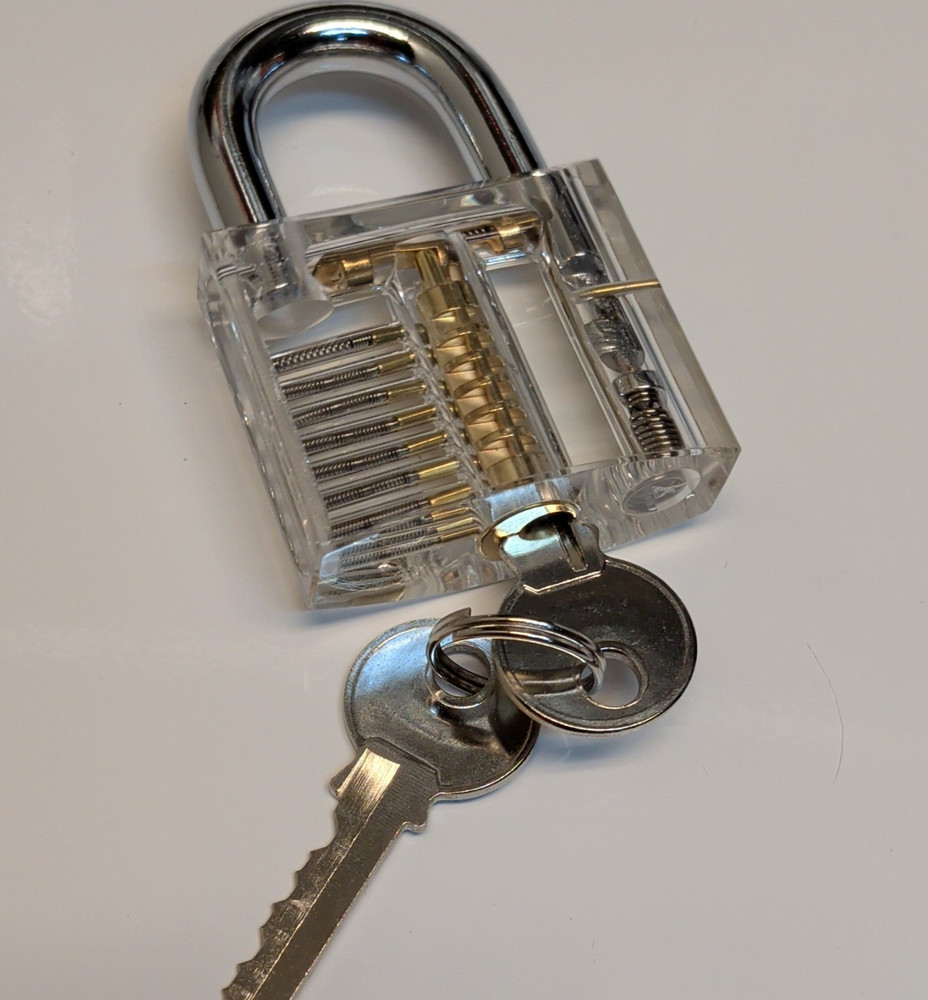 Transparent Practice Padlock with Keys for Locksmith Training
