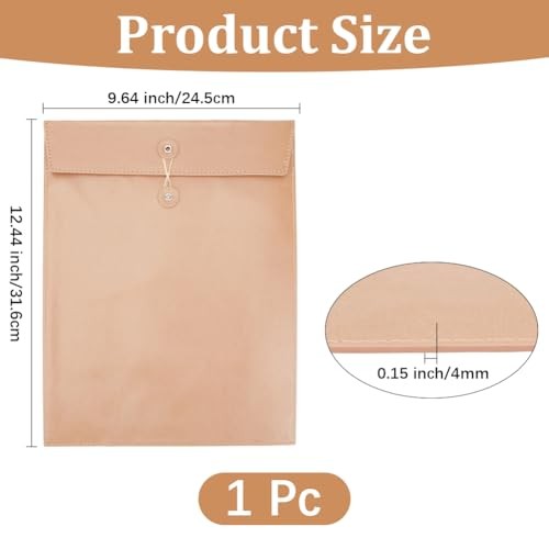 PU Leather Document Folder A4 File Holder with String Tie Light Brown