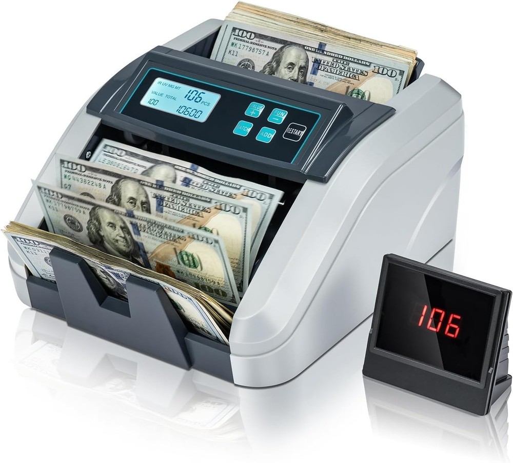 Money Counter Machine Count Value, Add+Batch/Add+ Value Mode Bill Counter, UV...