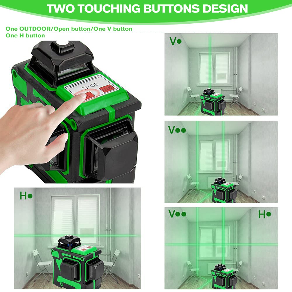 12 Line Laser Self Leveling Level Set, High Precision,2 * Rechargeable Battery