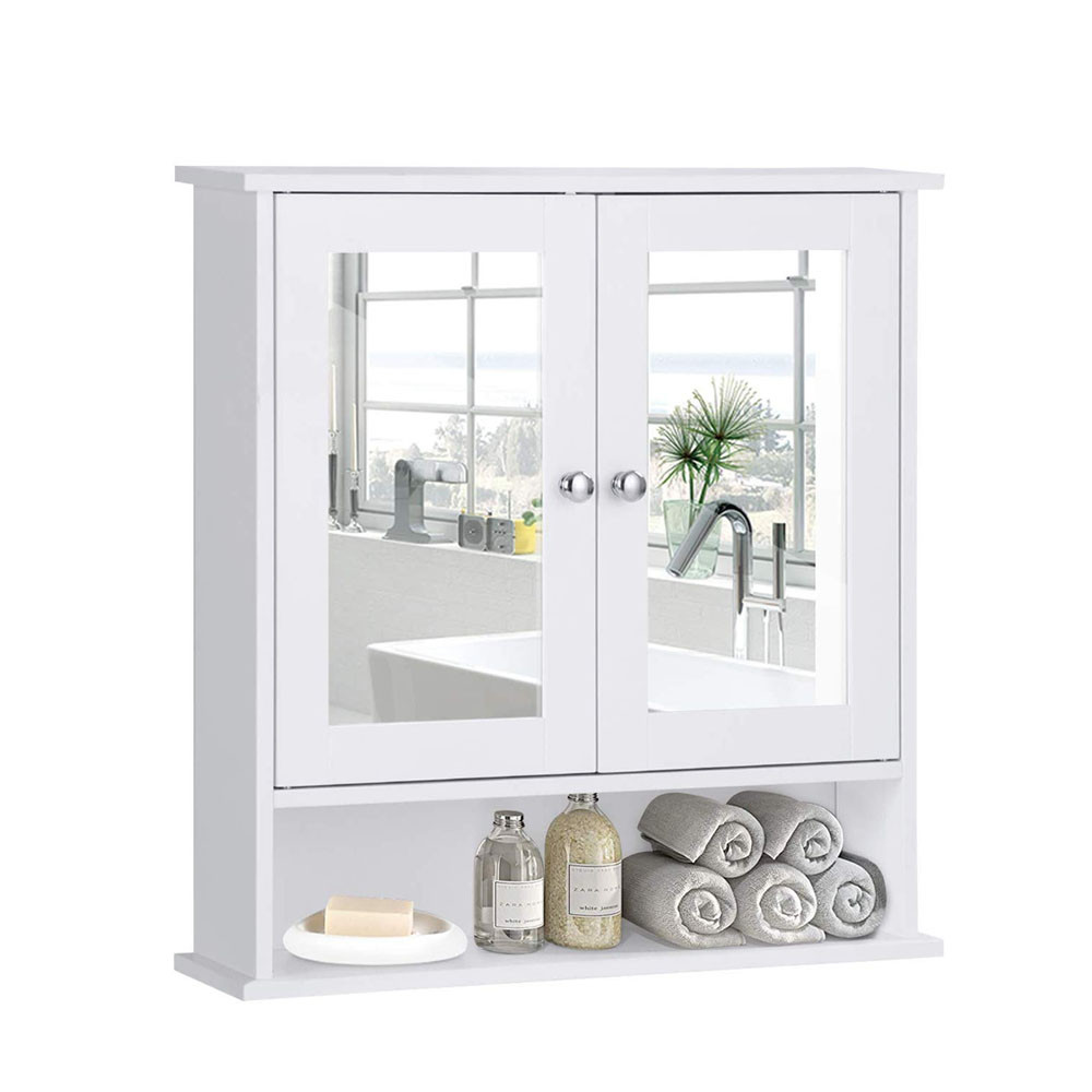 Bathroom Wall Mount Medicine Cabinet Storage Cabinet with 2 Mirror Door 3 Shelf