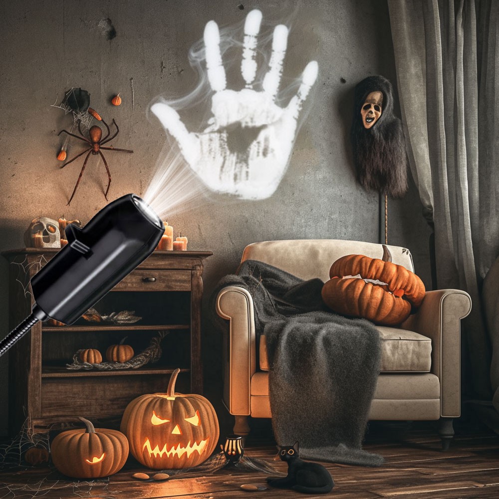 360° Rotatable Skull LED Night Light with Interchangeable Palm Prints & Faces TL
