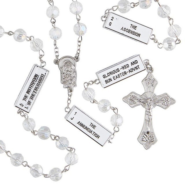 Crystal Mysteries Rosary with crystal Aurora Borealis beads